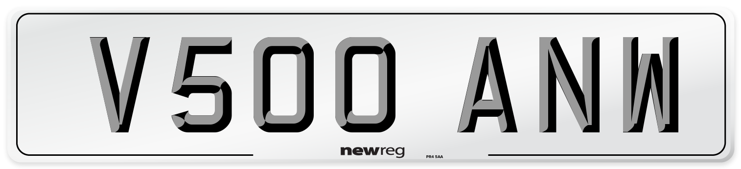 V500 ANW Number Plate from New Reg